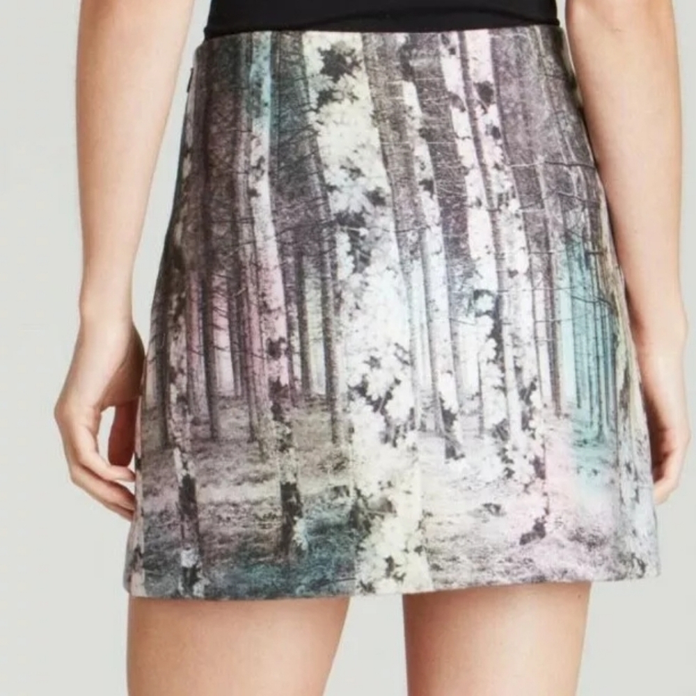 Tibi- Forest Print Multi-Color Fleece Skirt Sz 2 - image 3